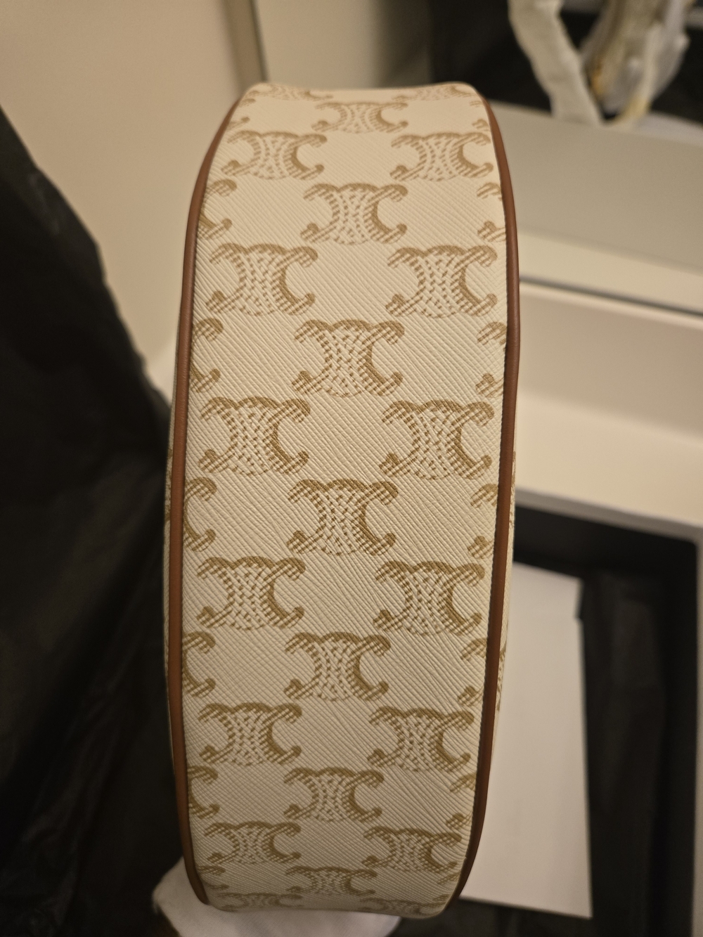 CELINE Small Triomphe Shoulder Bag in White/Beige - Picture 3 of 10